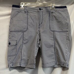St. John's Bay Women's Navy and White Striped Bermudas